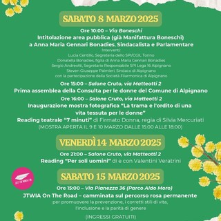 La locandina degli eventi organizzati a marzo ad Alpignano